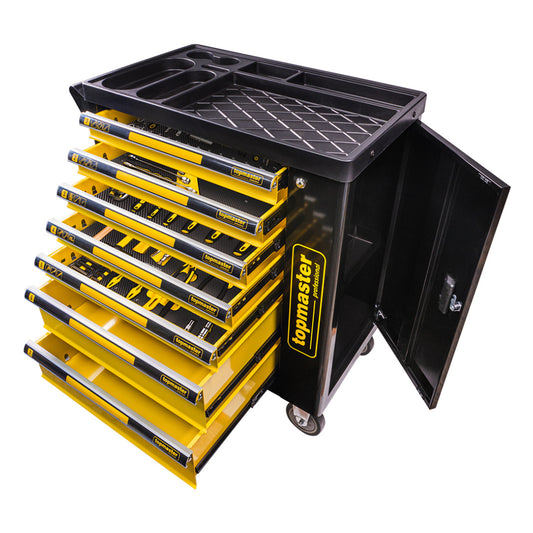 DULAP DE SCULE ECHIPAT PROFESIONAL CU 7 SERTARE, 5 MODULE, 219 PIESE – TOPMASTER PRO