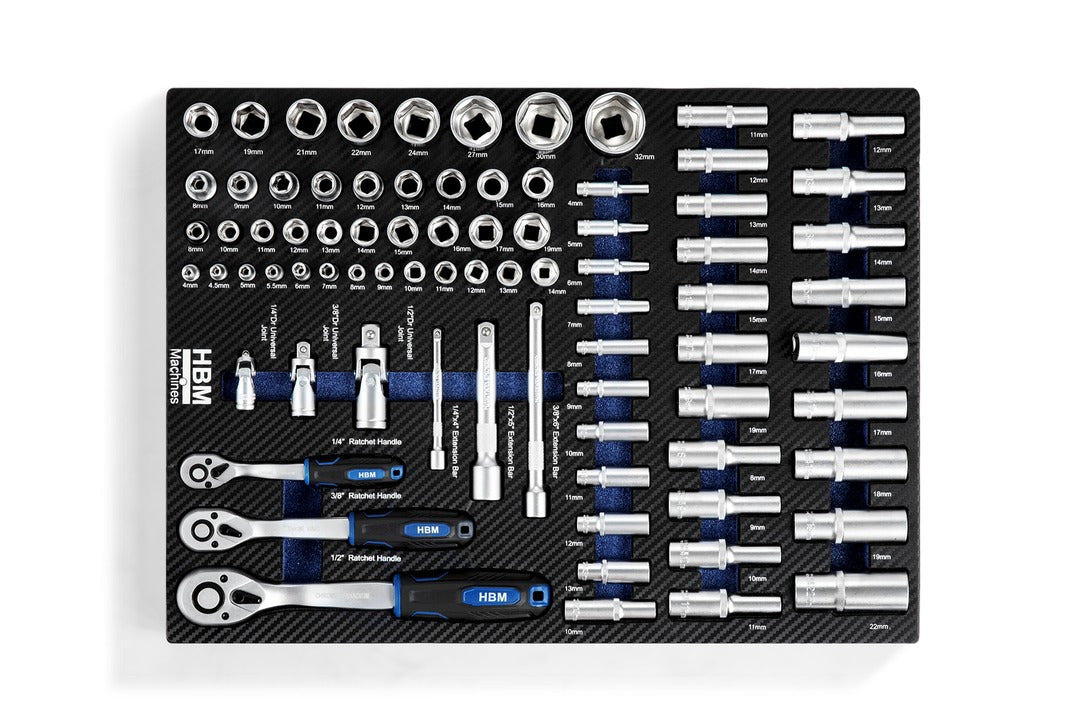Dulap scule profesional HBM cu 7 sertare, 262 piese, 7 module carbon – premium, OLANDA