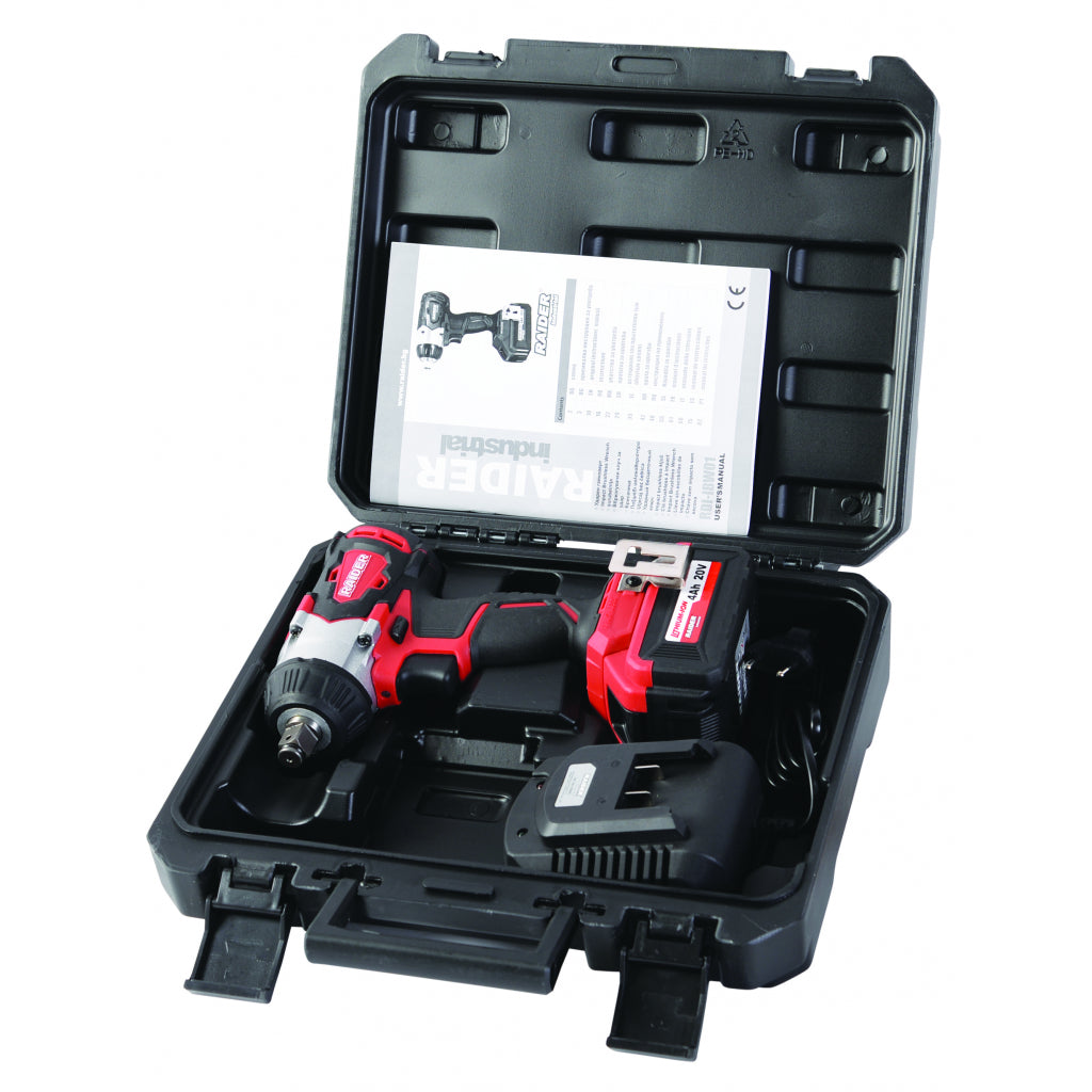 PISTOL DE IMPACT CU ACUMULATOR 1/2 320Nm 4Ah 20V RAIDER INDUSTRIAL