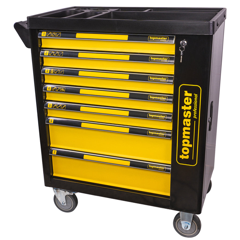 DULAP DE SCULE ECHIPAT PROFESIONAL CU 7 SERTARE, 5 MODULE, 219 PIESE – TOPMASTER PRO