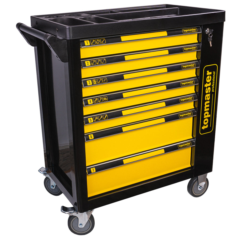 DULAP DE SCULE ECHIPAT PROFESIONAL CU 7 SERTARE, 5 MODULE, 219 PIESE – TOPMASTER PRO
