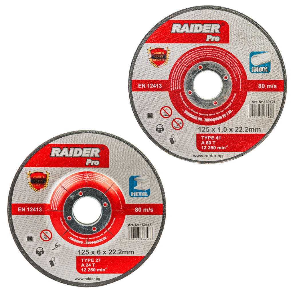 POLIZOR UNGHIULAR 125MM CU ACUMULATOR R20 4Ah 2 DISCURI DE TAIERE SI CUTIE PLASTIC RAIDER PRO