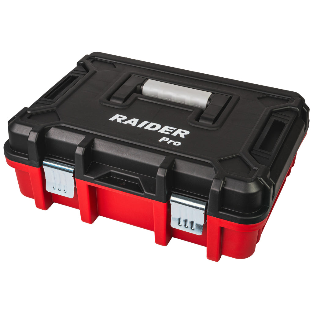 POLIZOR UNGHIULAR 125MM CU ACUMULATOR R20 4Ah 2 DISCURI DE TAIERE SI CUTIE PLASTIC RAIDER PRO