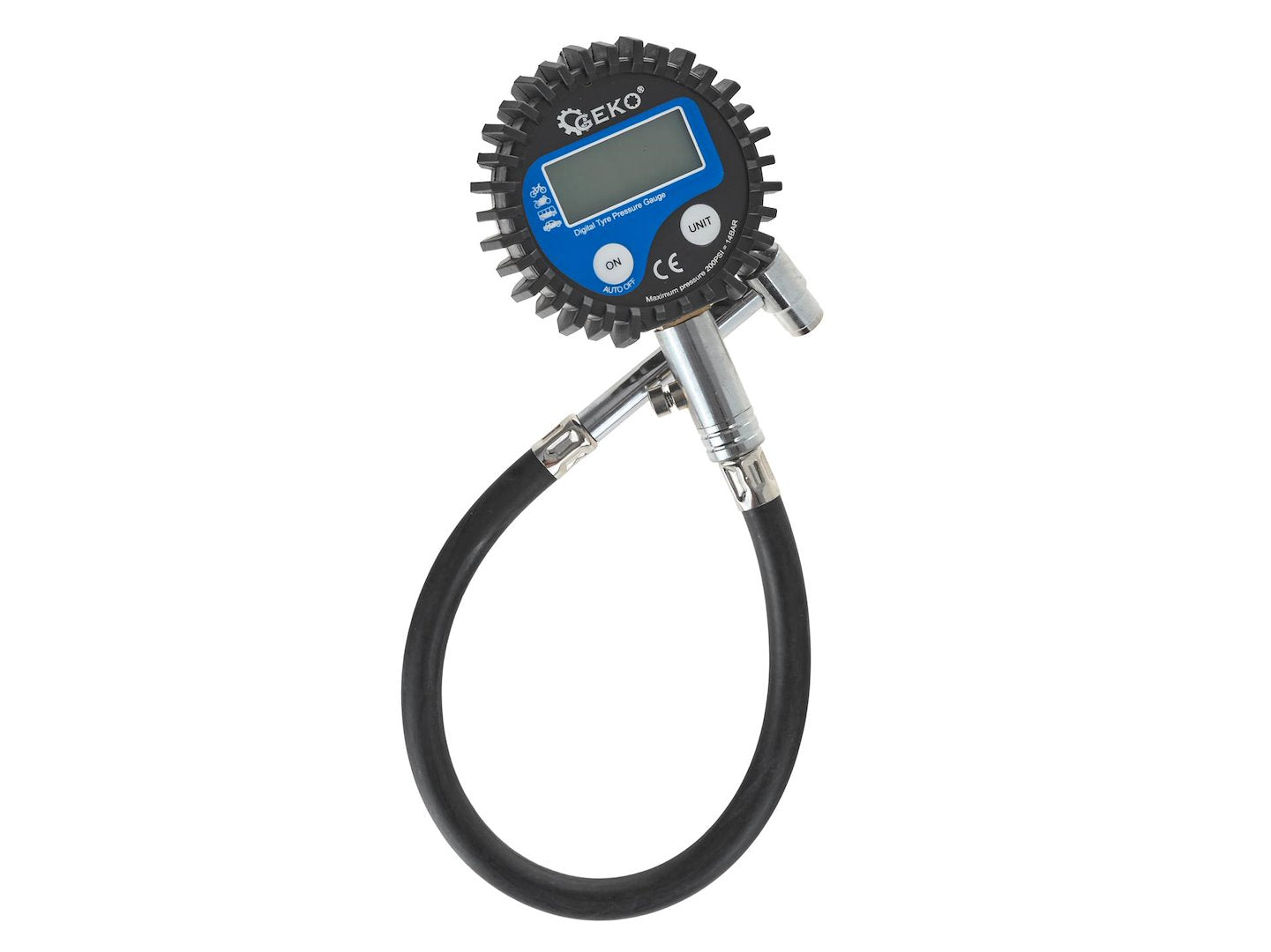 MANOMETRU CU FURTUN PENTRU VERIFICARE PRESIUNE ANVELOPE CU AFISAJ DIGITAL GEKO