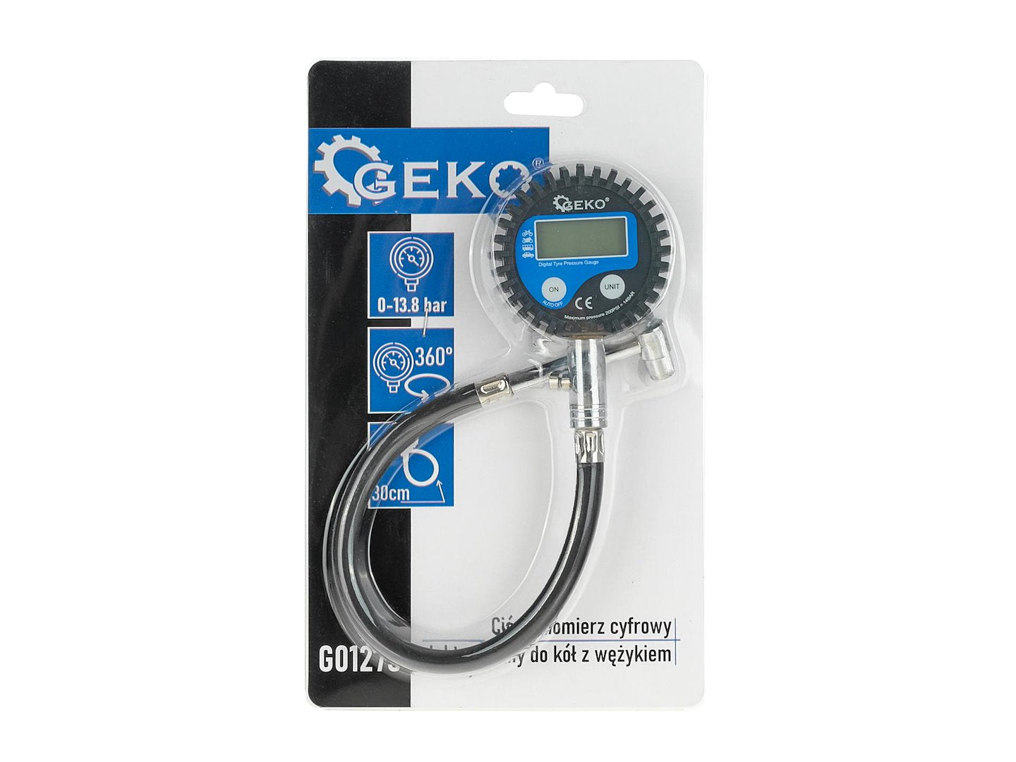 MANOMETRU CU FURTUN PENTRU VERIFICARE PRESIUNE ANVELOPE CU AFISAJ DIGITAL GEKO