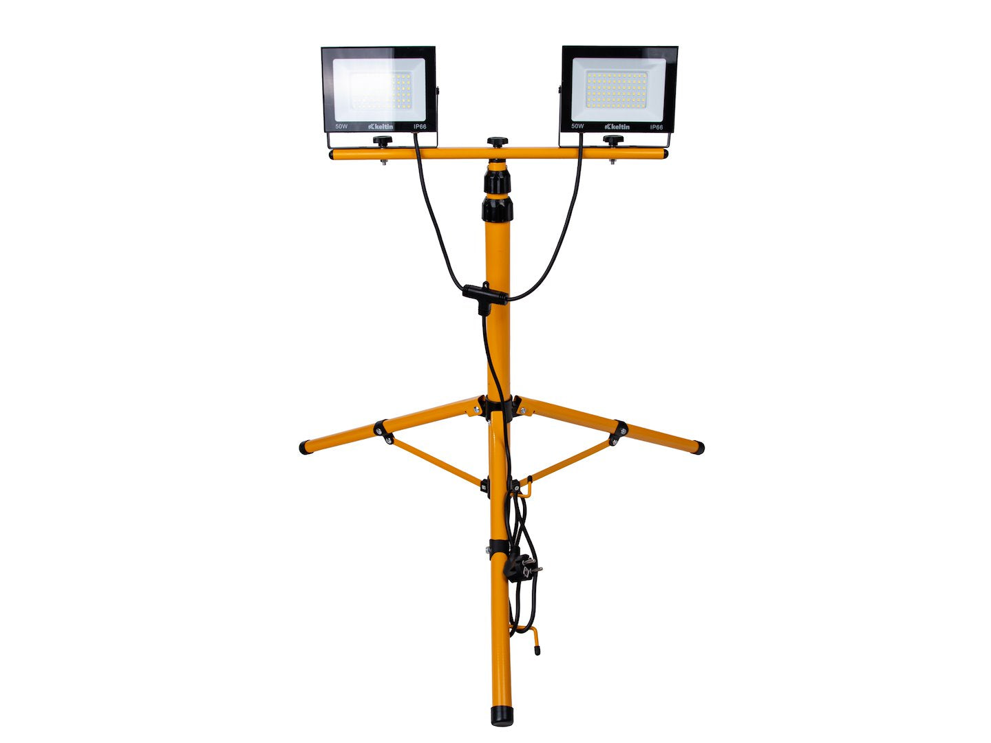 PROIECTOR, LAMPA DE LUCRU LED 2 X 50W CU STATIV REGLABIL 60-160 CM, ALB NEUTRU 4500K IP66 - KELTIN