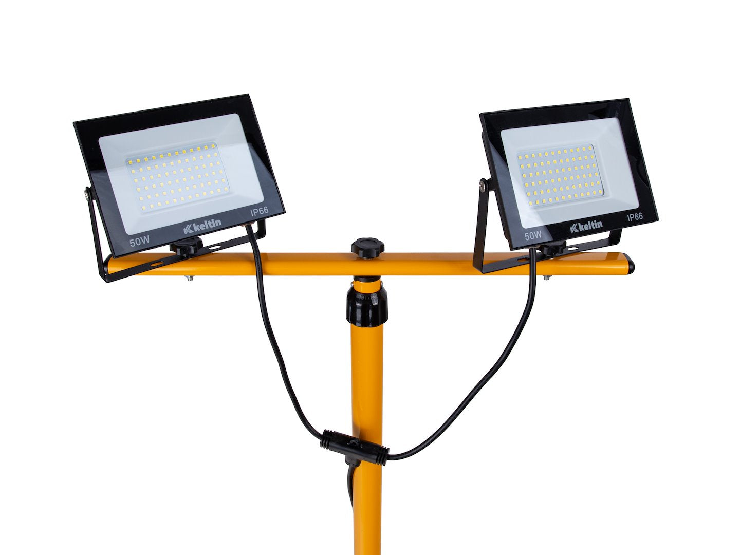 PROIECTOR, LAMPA DE LUCRU LED 2 X 50W CU STATIV REGLABIL 60-160 CM, ALB NEUTRU 4500K IP66 - KELTIN