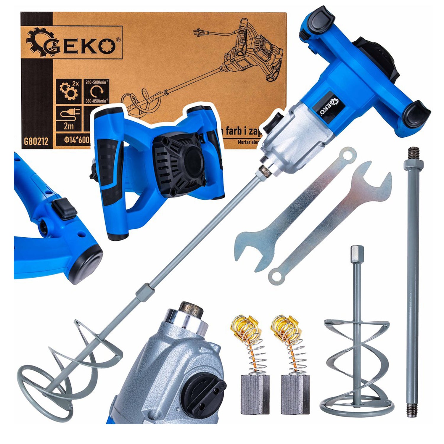 MIXER ELECTRIC 1600W 2 VITEZE M14 PENTRU VOPSELE SI MORTARE - GEKO