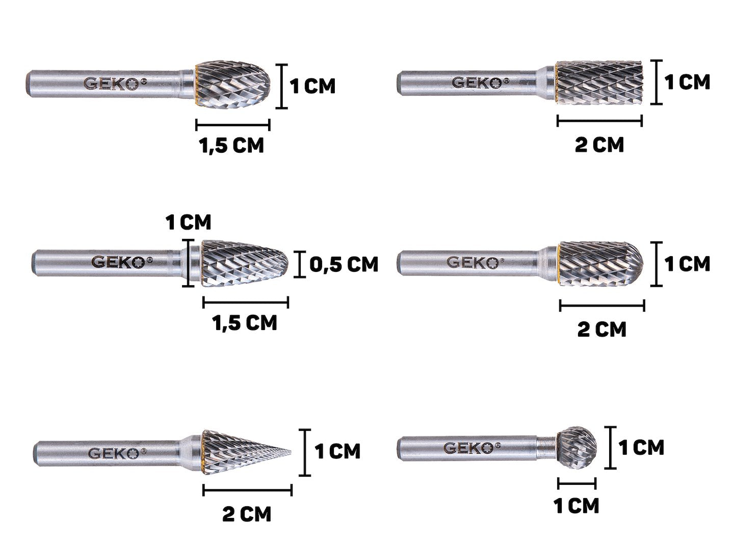 SET 6 FREZE DIN CARBURA DE TUNGSTEN PENTRU METAL 6MM GEKO