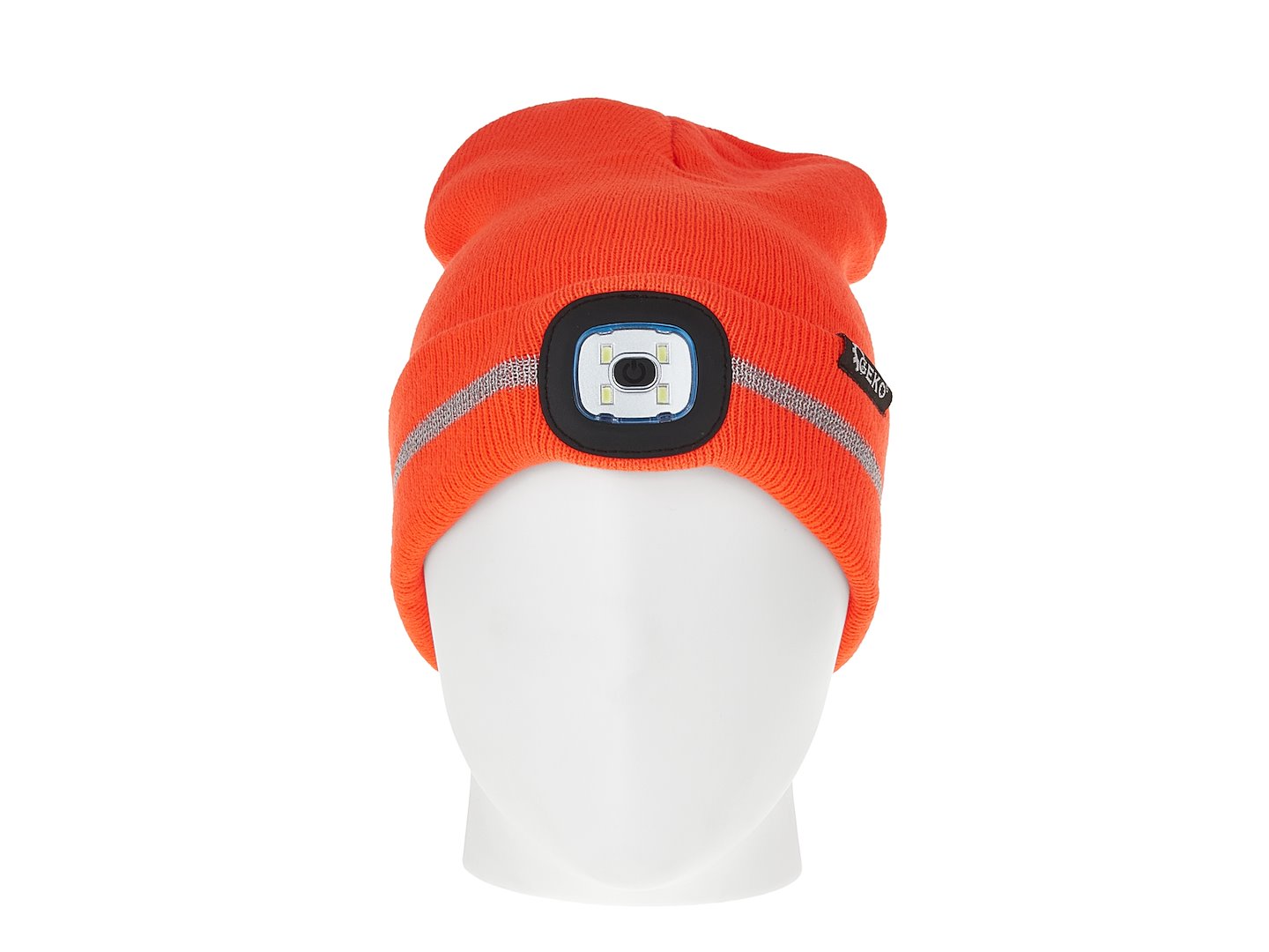 CACIULA DE IARNA CU LANTERNA FRONTALA LED REINCARCABILA SI BANDA REFLECTORIZANTA, PORTOCALIU