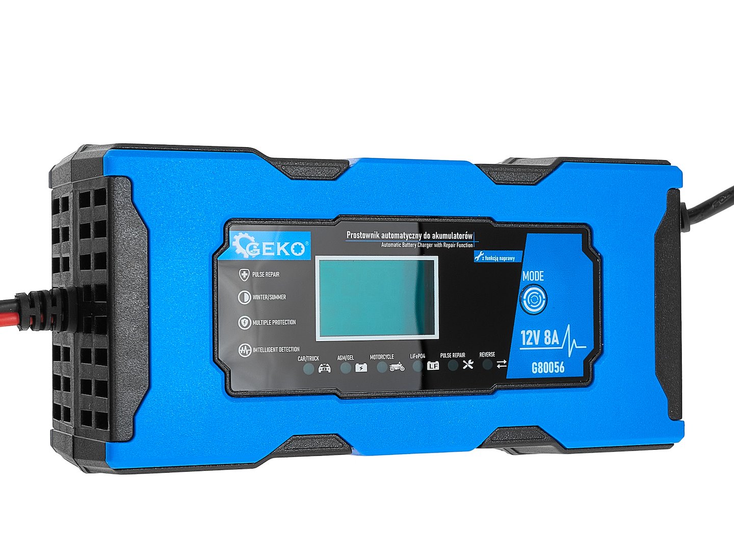 REDRESOR BATERIE AUTO MOTO CU AFISAJ DIGITAL LCD 12V 8A CU FUNCTIE DE REPARARE GEKO