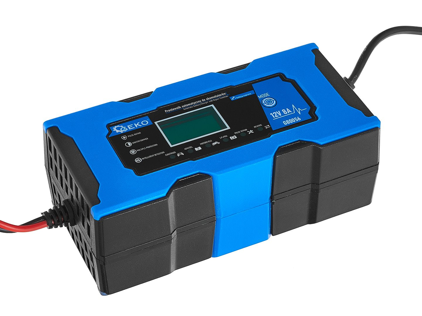 REDRESOR BATERIE AUTO MOTO CU AFISAJ DIGITAL LCD 12V 8A CU FUNCTIE DE REPARARE GEKO