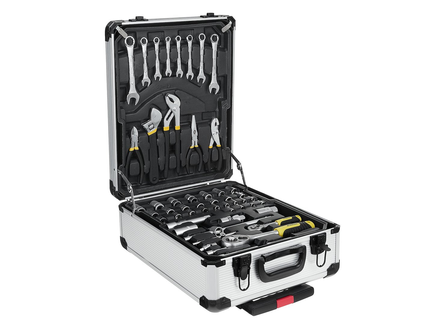 CUTIE VALIZA DIN ALUMINIU PE ROTI ECHIPATA CU SCULE 187 PIESE