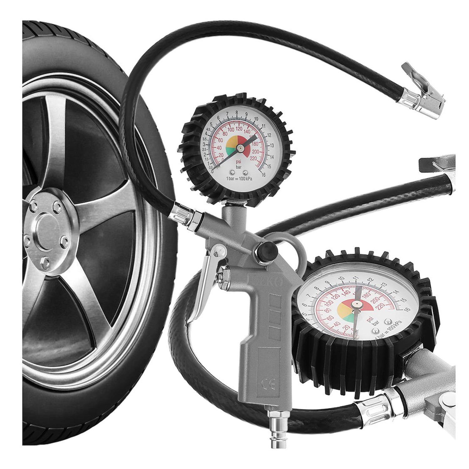 PISTOL DE UMFLAT ROTI CU MANOMETRU ANALOGIC GEKO