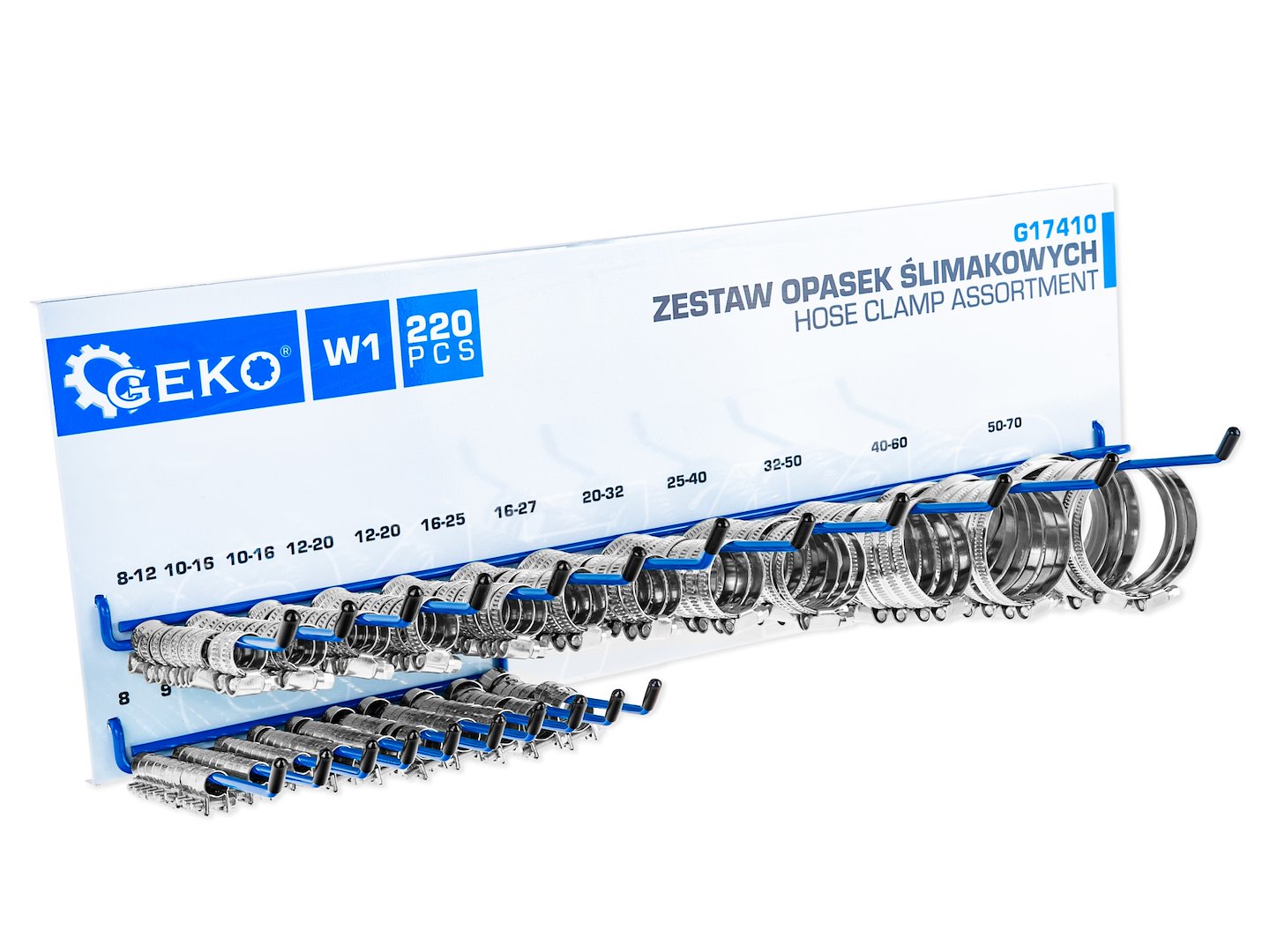 SET 220 COLIERE METALICE PENTRU FURTUN SI CONDUCTE, CU SUPORT DE PERETE