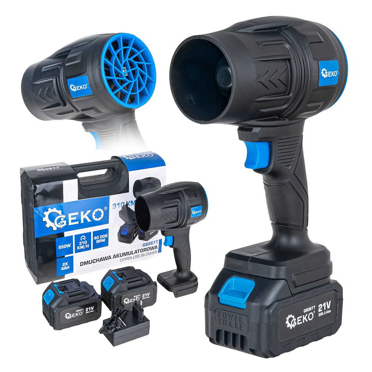 Suflanta de aer portabil cu 2 acumulatori 2x4.0ah 21V Geko