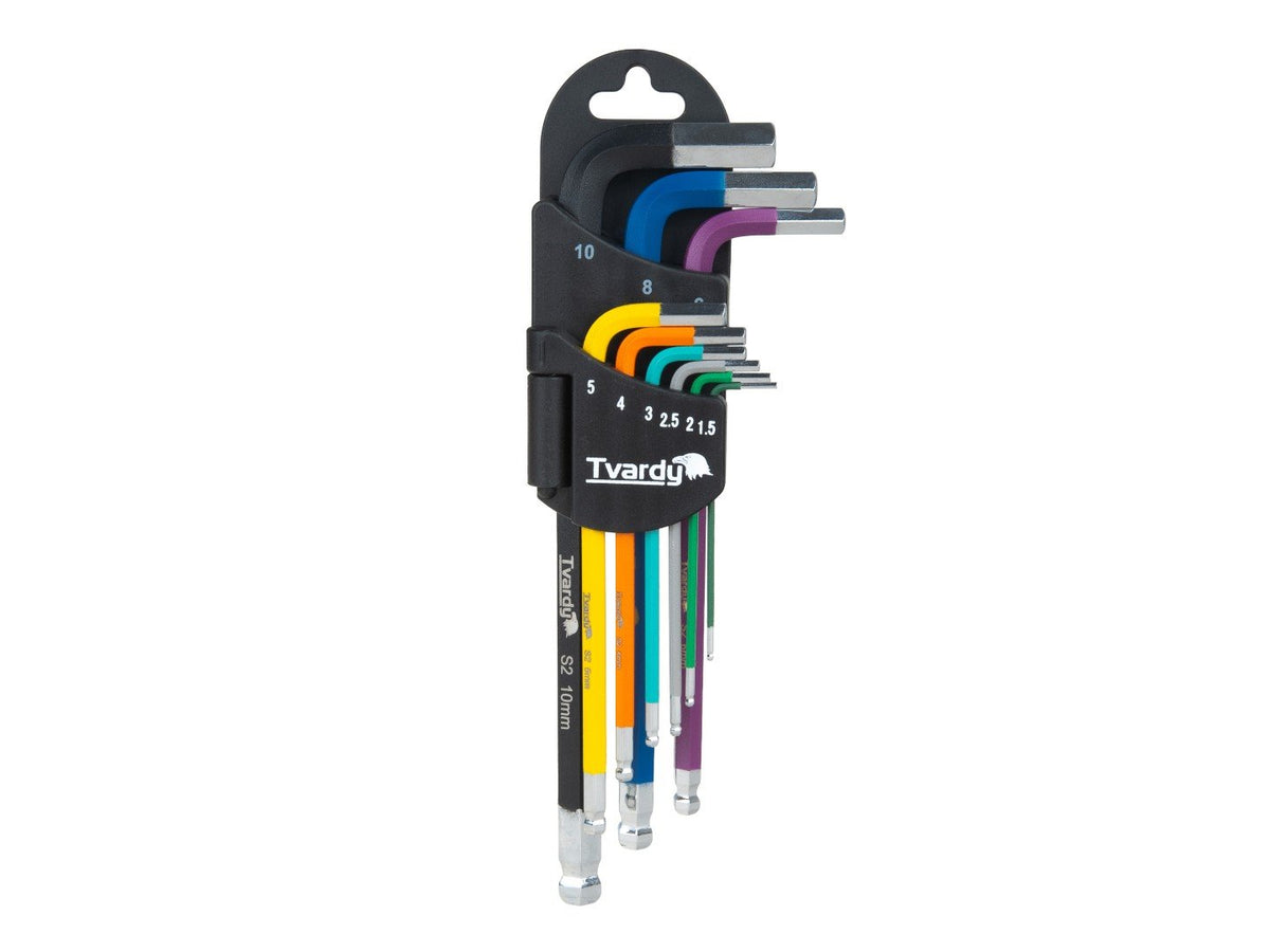 Set 9 chei imbus scurte colorate tip L cu bila 1.5-10mm