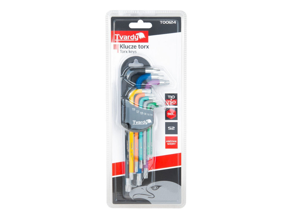 Set 9 chei TORX scurte tip L colorate T10-T50 TVARDY
