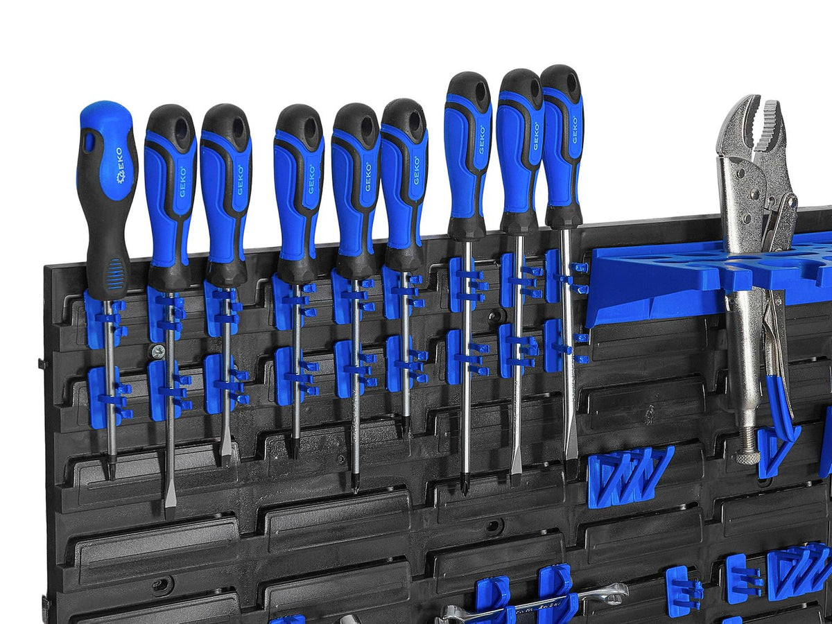 Panou suport organizator de scule cu cutii depozitare 136 piese 2304x780mm Geko