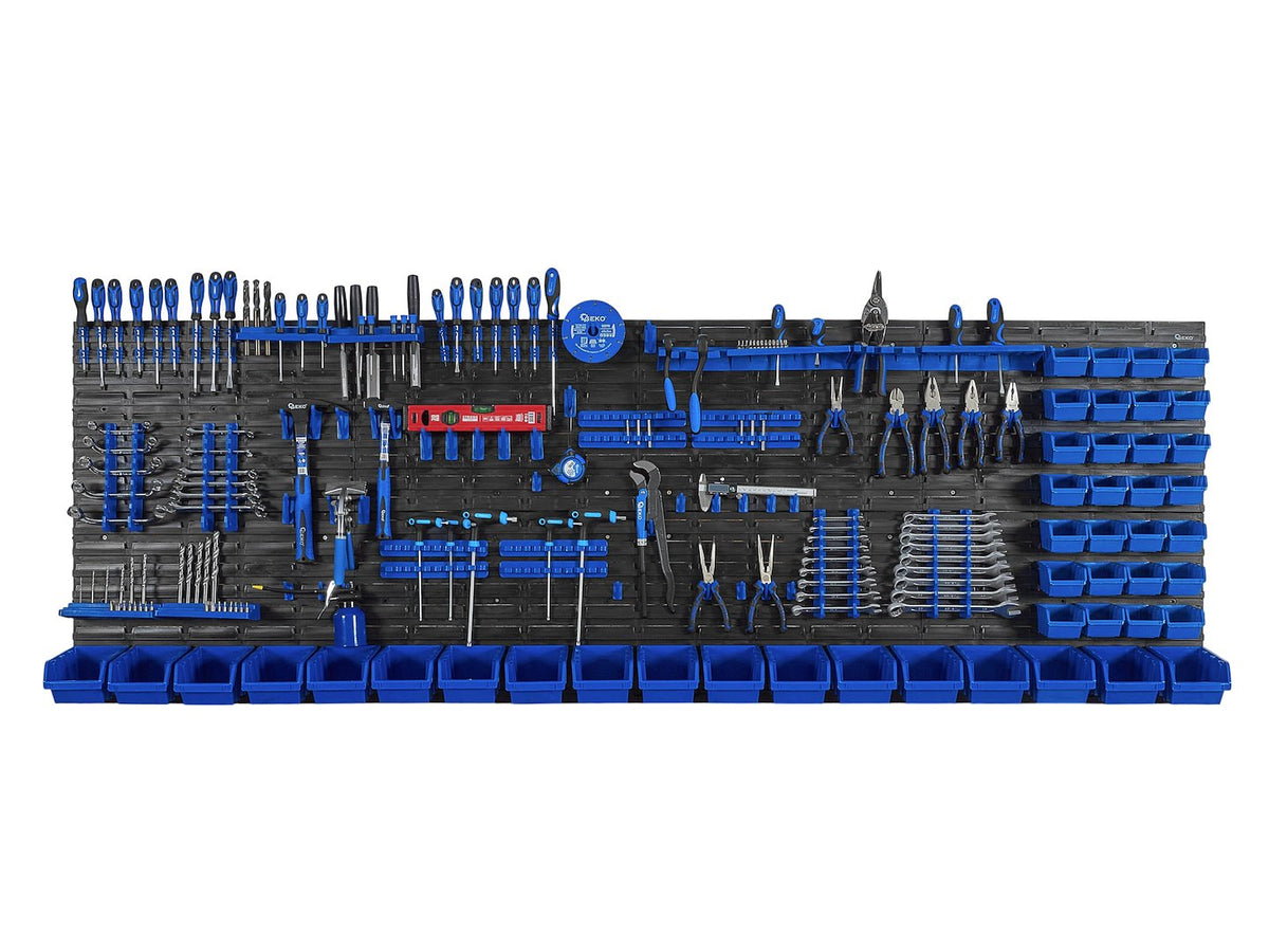 Panou suport organizator de scule cu cutii depozitare 140 piese 2304x780mm Geko