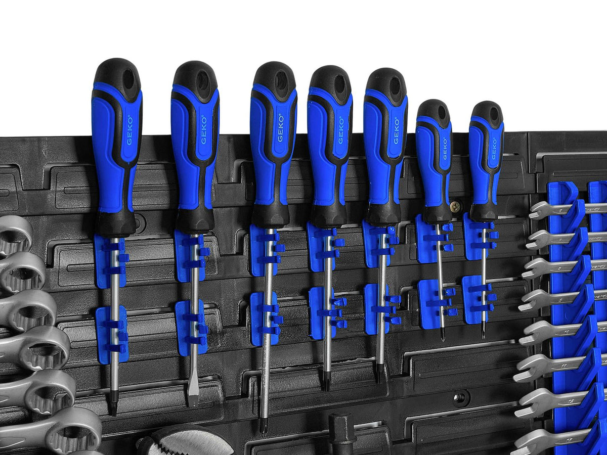 Panou suport organizator de scule cu cutii depozitare 69 piese 1152x780mm Geko