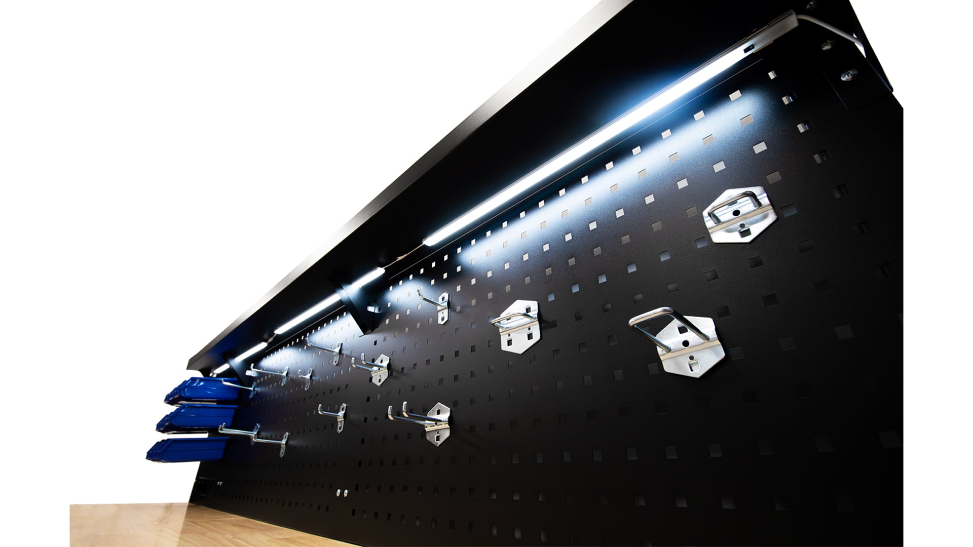 BANC DE LUCRU METALIC PROFESIONAL 10 SERTARE, BLAT LEMN MASIV, PANOU ILUMINAT LED, PRIZE 230V, PORT USB , LUNGIME 213 CM