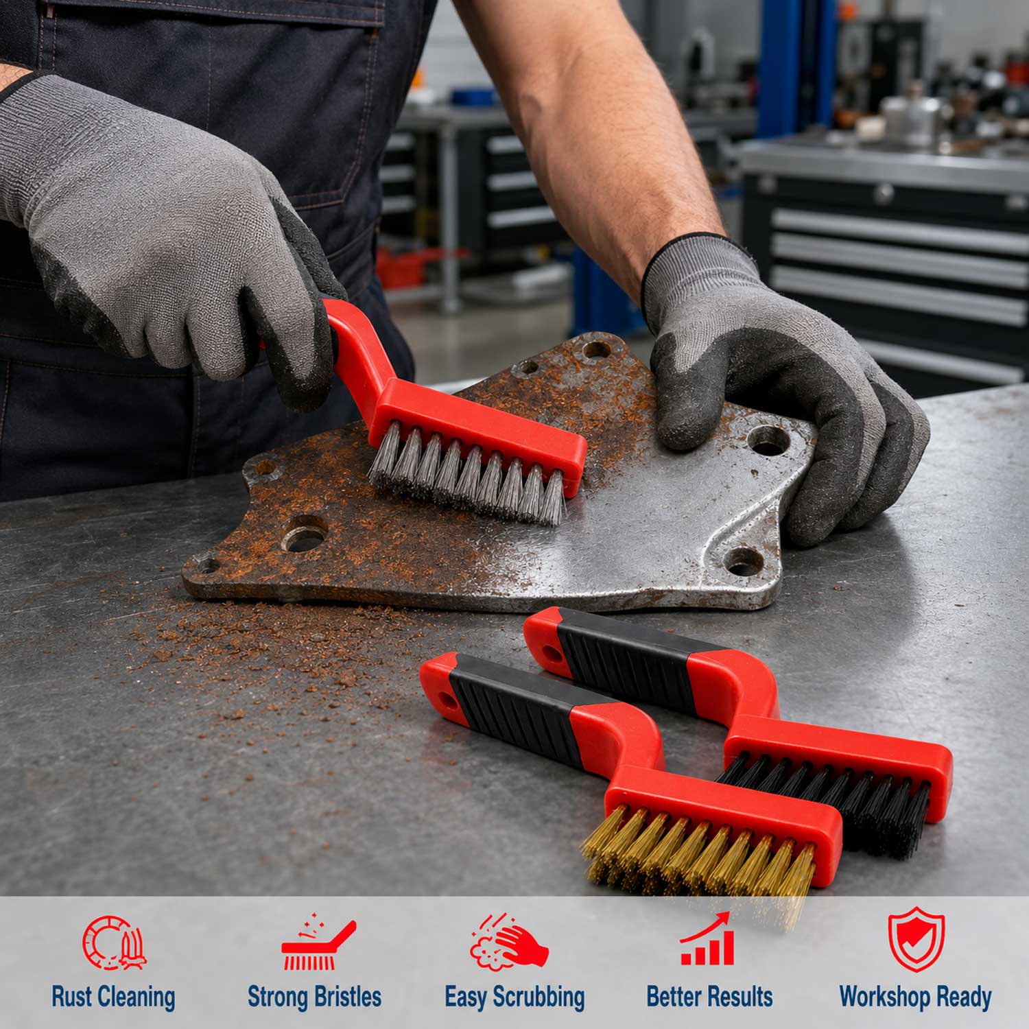 Set 3 perii de sarma pentru curatare si indepartarea ruginei lungime 170mm GEBO TOOLS