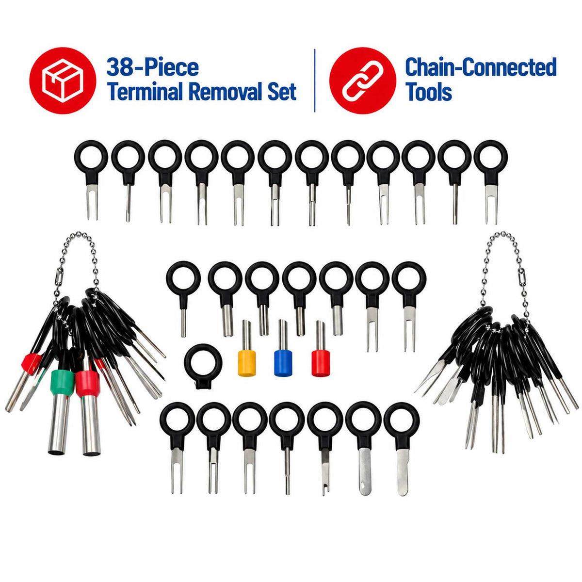 Set demontat terminale pini din prize si cuple electrice 38 piese GEBO TOOLS