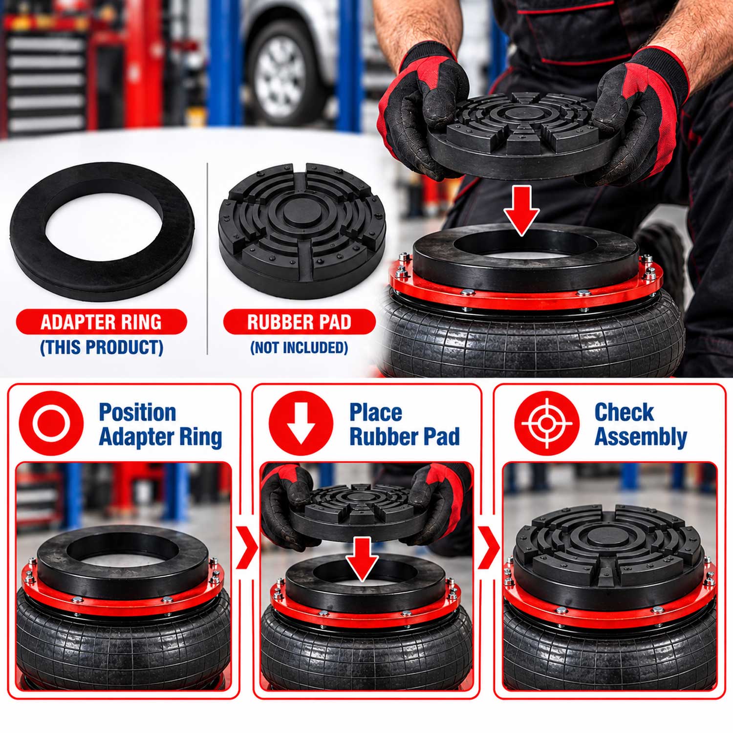 Inel adaptor tampon cauciuc pentru cric perna aer 3.5T GEBO TOOLS