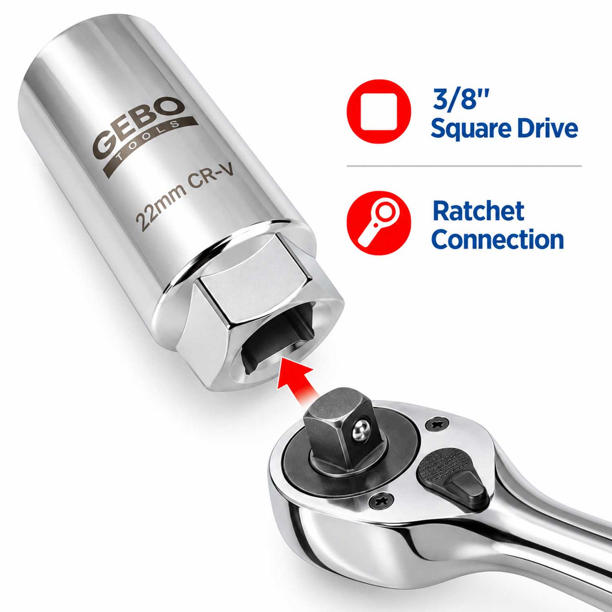 Cheie sonda lambda 3/8 22 mm crestatura 8 mm GEBO TOOLS
