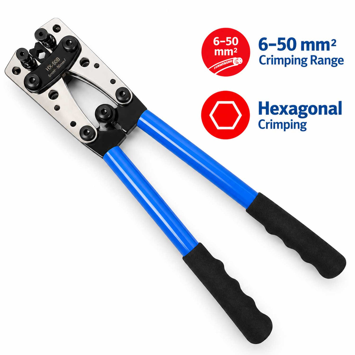 Cleste pentru sertizat decablat cabluri electrice, papuci cu diametru mari 6.0-50mm2 GEBO TOOLS