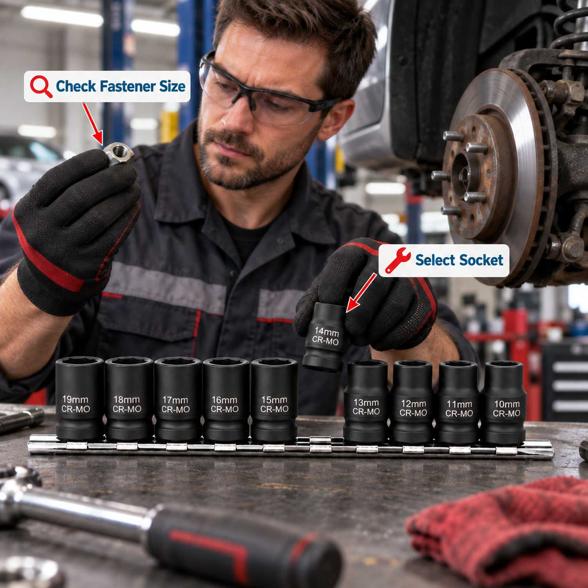 Set 10 tubulare bi-hexagonale scurte de impact 1/2 12 laturi GEBO TOOLS