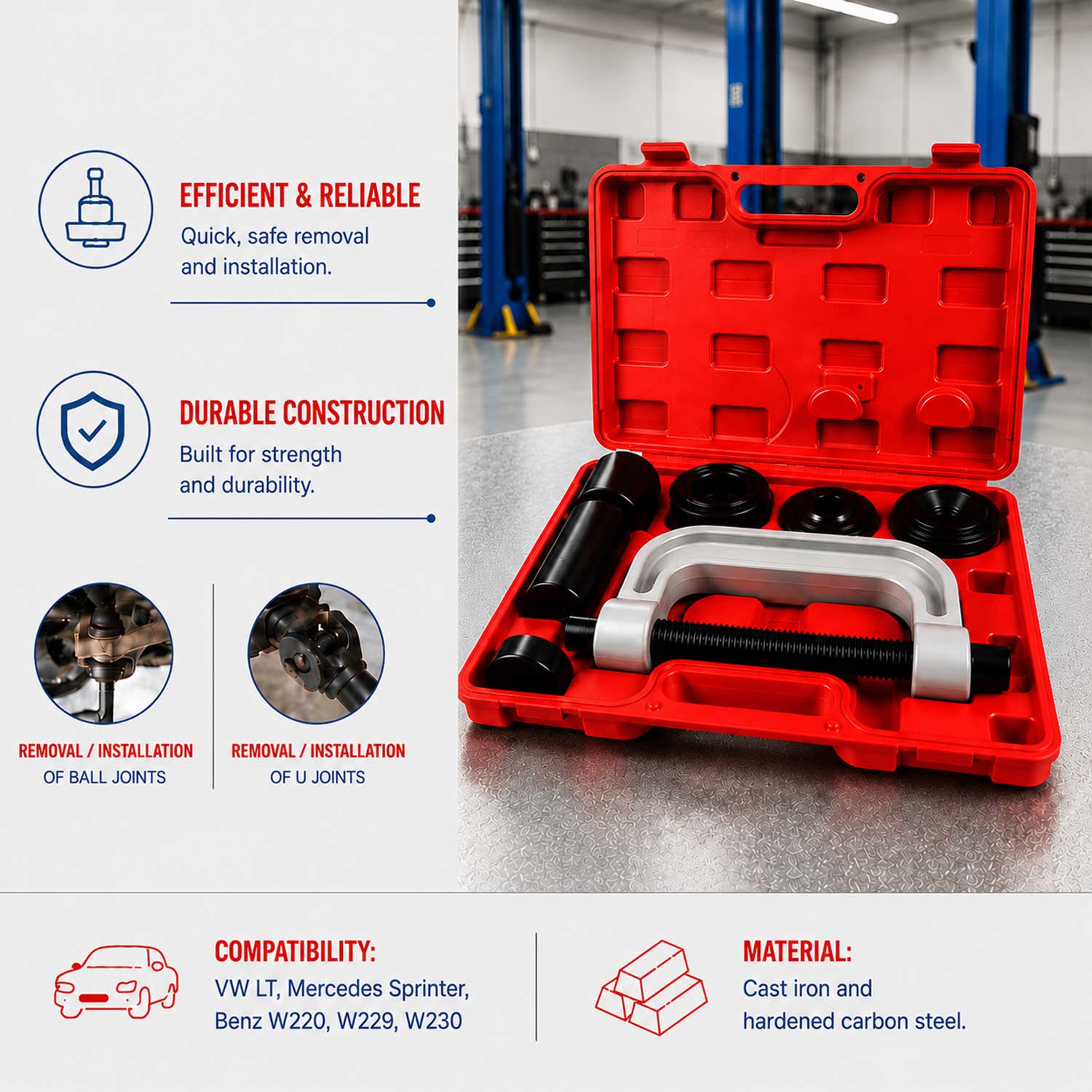 PRESA EXTRACTOR PIVOTI, ROTULE SI CAPETE DE BARA UTILITARE DUBE VW LT MERCEDES SPRINTER GEBO TOOLS