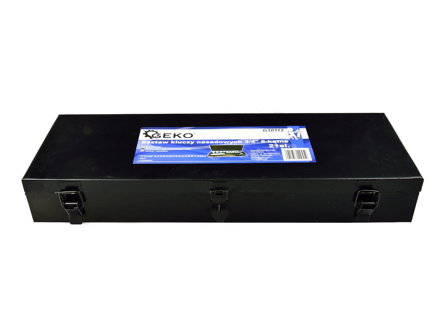 TRUSA TUBULARE HEXAGONALE 3/4'' CU CLICHET 19-50MM 21 PIESE IN CUTIE METALICA GEKO