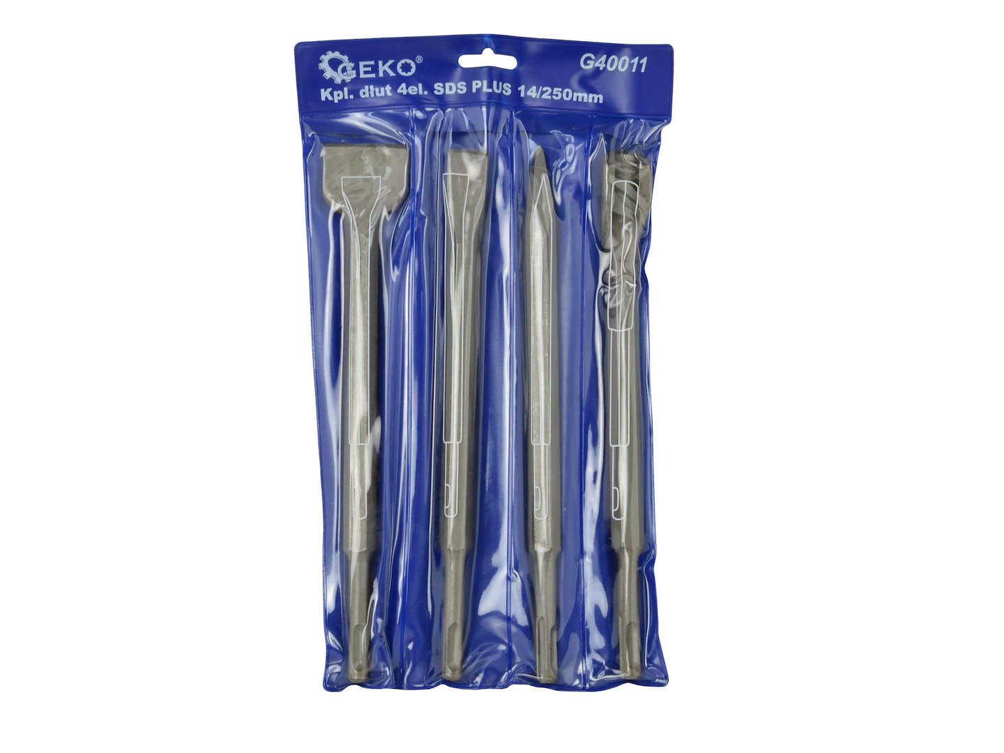 SET 4 DALTI SDS PLUS 250MM GEKO - PENTRU BETON, ZIDARIE, PIATRA SI TENCUIALA