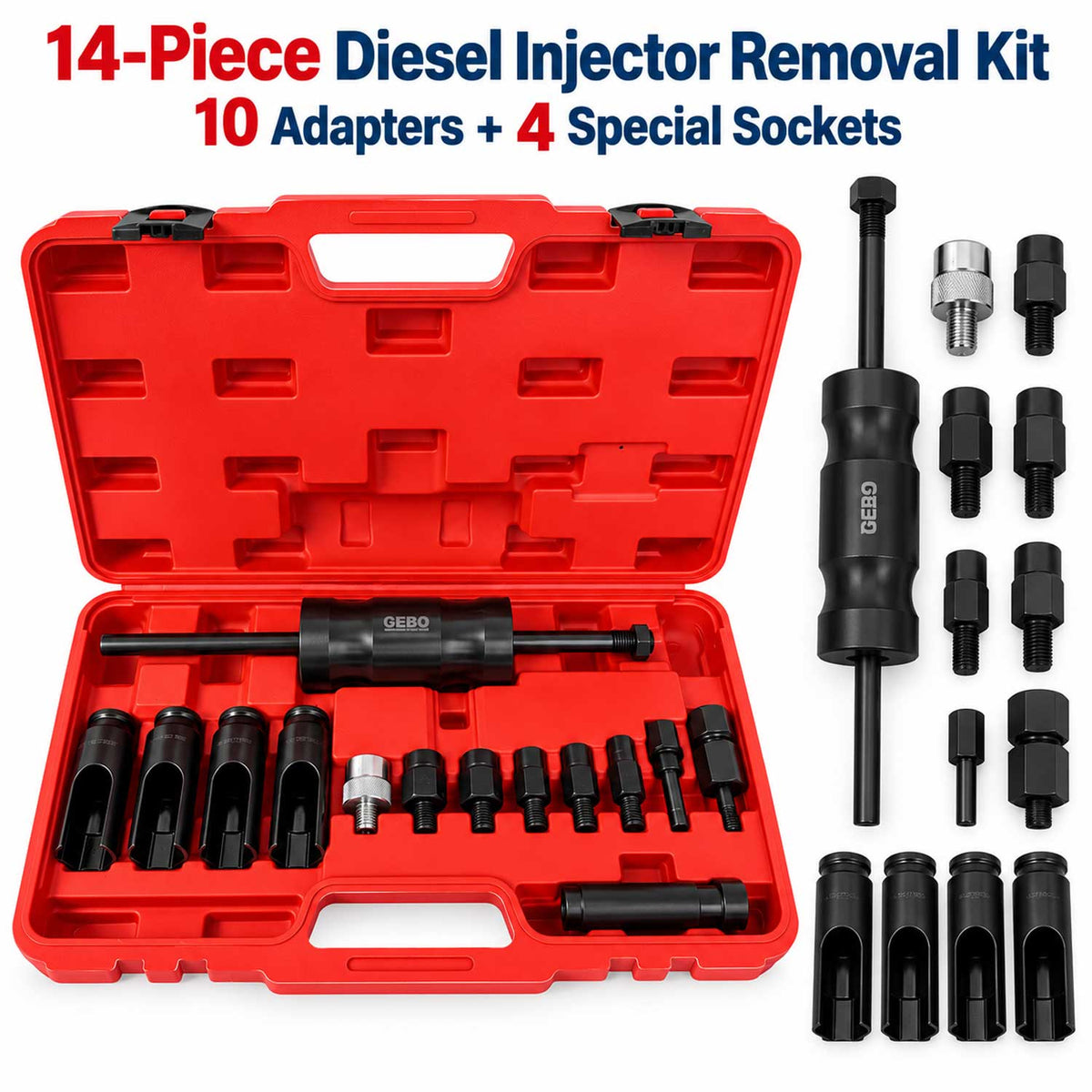 Trusa extractor injectoare 14 piese diesel GEBO TOOLS