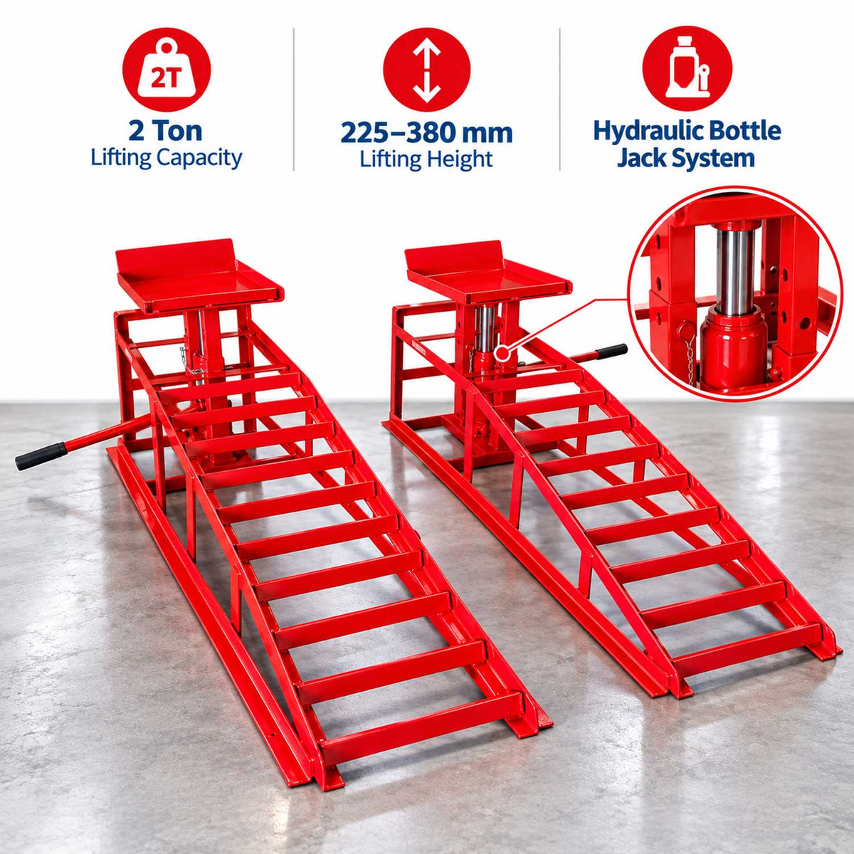 Set rampa auto cu elevare hidraulica 2T GEBO TOOLS