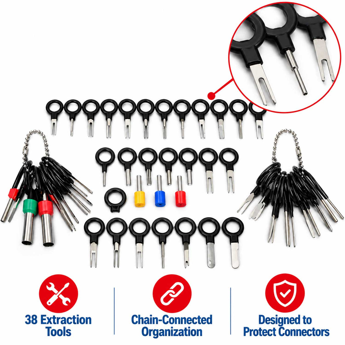 Set demontat terminale pini din prize si cuple electrice 38 piese GEBO TOOLS