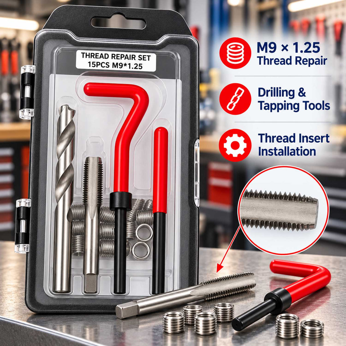 Kit reparatie filet m9x1.25 GEBO TOOLS