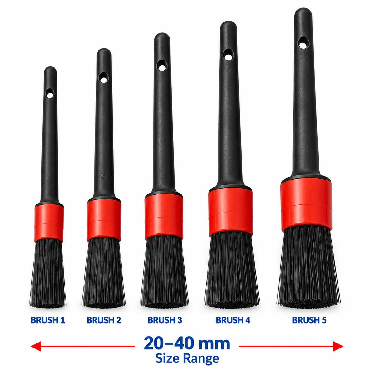 Set 5 perii pentru detailing - curatat interior auto GEBO TOOLS