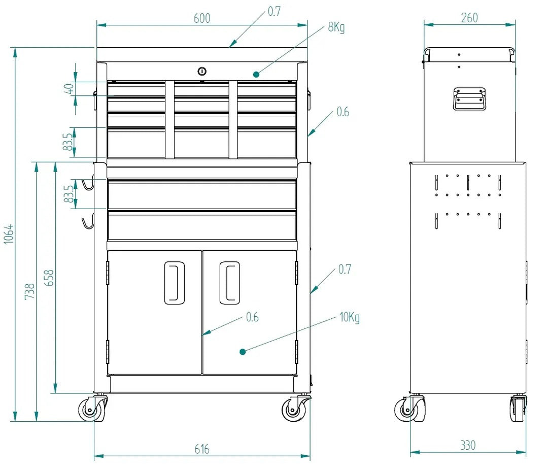 DULAP METALIC PENTRU SCULE, 2 PIESE, 8 SERTARE, GRI – HBM, PREMIUM, OLANDA