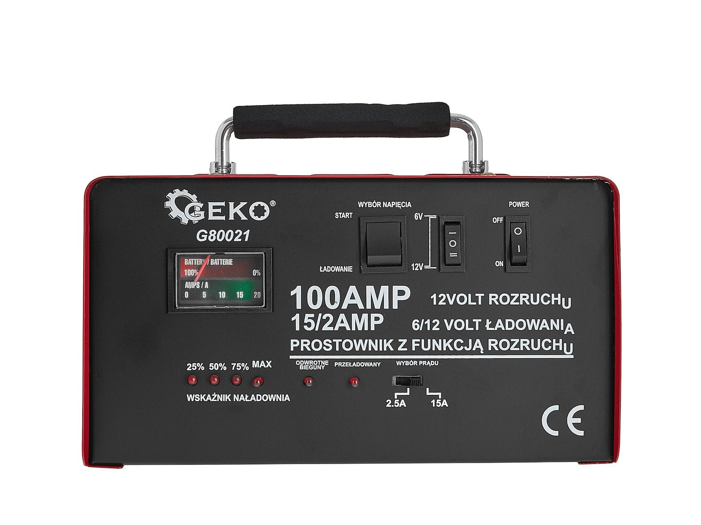 REDRESOR AUTO CU PORNIRE 100A, 6/12V PENTRU BATERII ACUMULATOR AUTO 20-120 Ah - GEKO