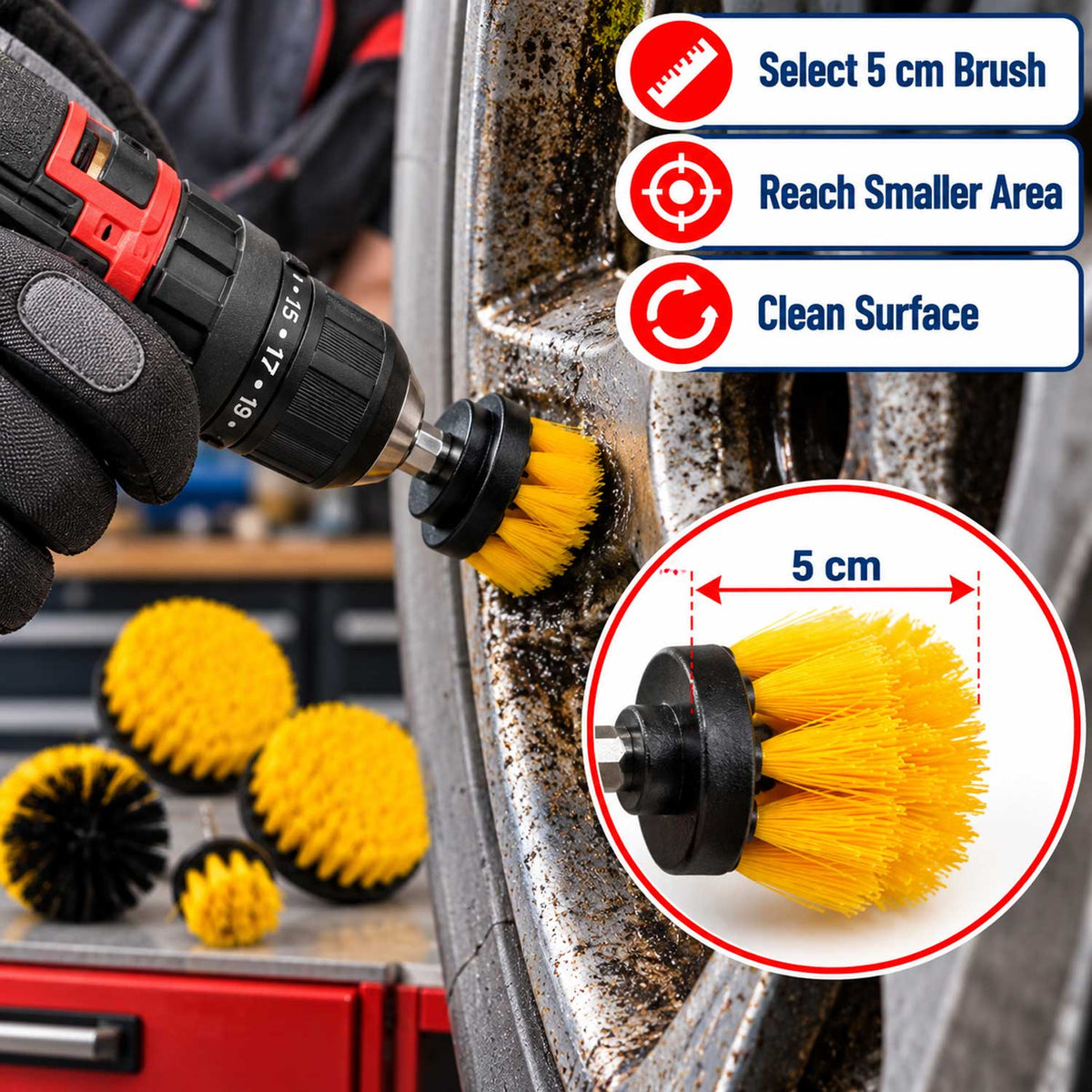 Set 4 perii de curatat cu adaptor pentru bormasina masina de gaurit GEBO TOOLS