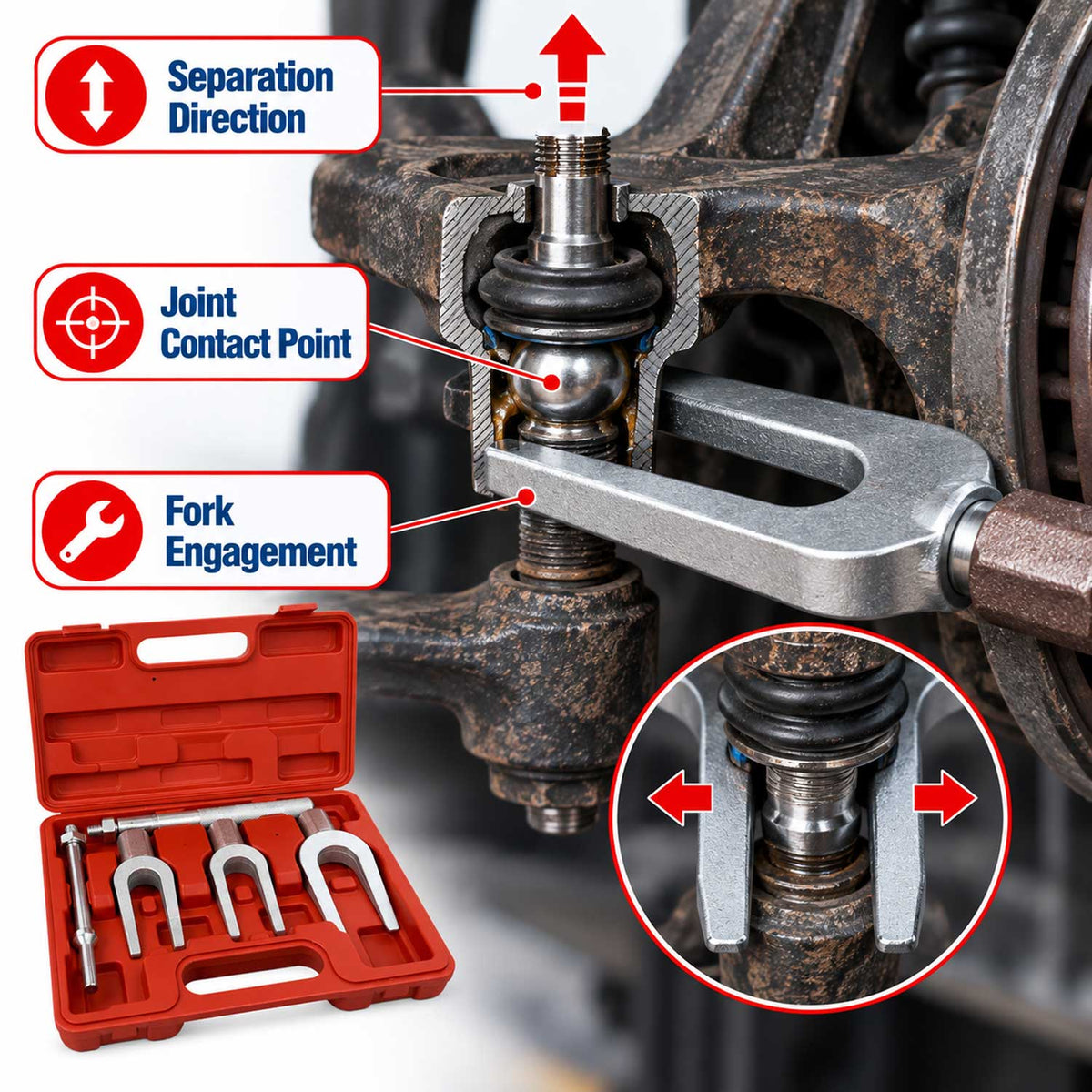 Trusa leviere furca pt extras rotule pivoti si capete de bara GEBO TOOLS