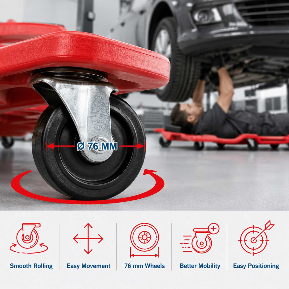 Pat mecanic mobil rosu GEBO TOOLS