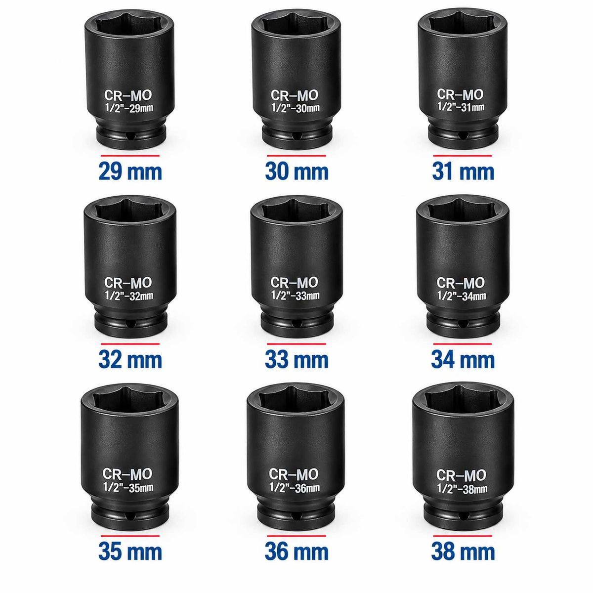 Set tubulare de impact 1/2 pentru planetare 9 piese 29-38mm psa VAG BMW GEBO TOOLS