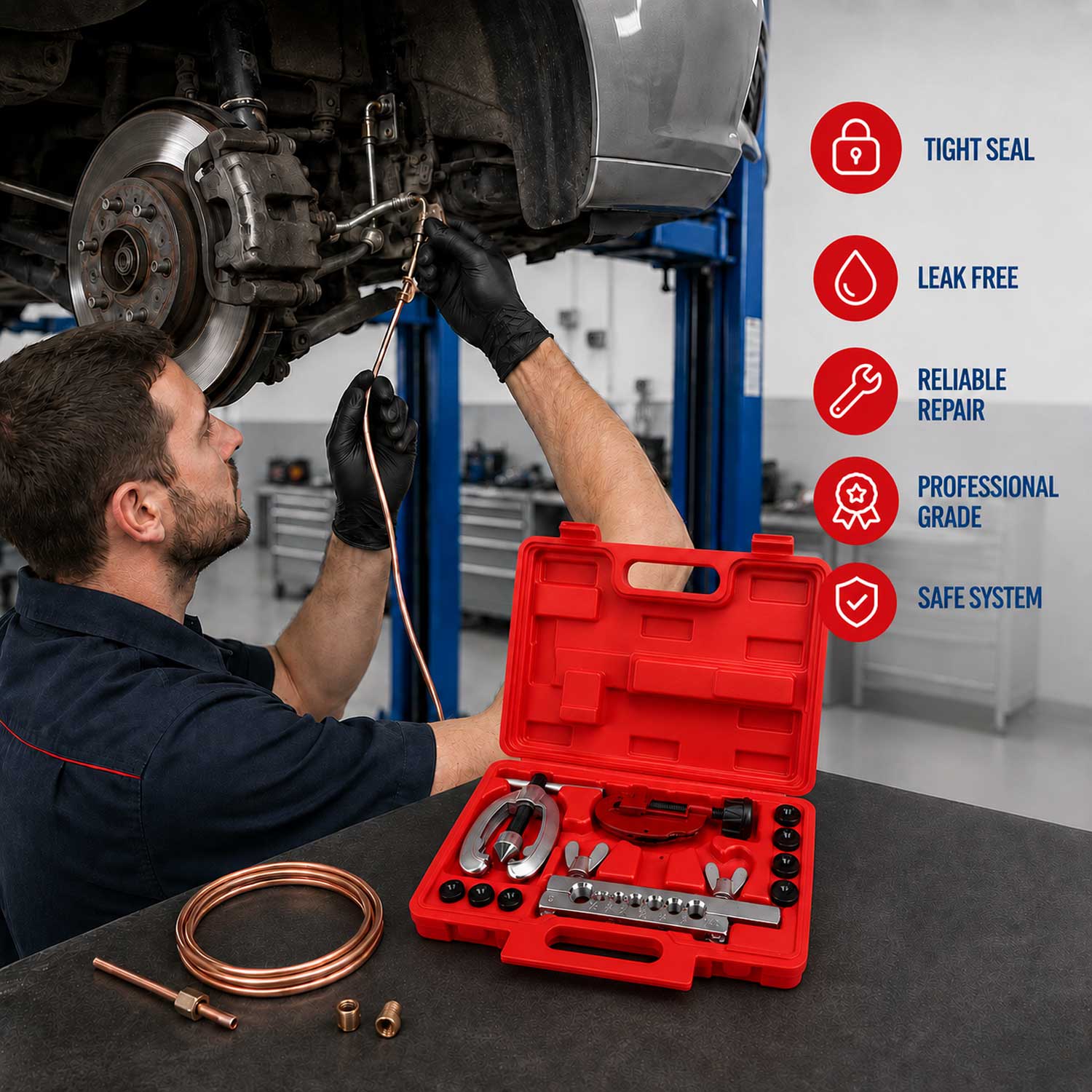 Trusa de bercuit conducte frana in inch cu taietor GEBO TOOLS