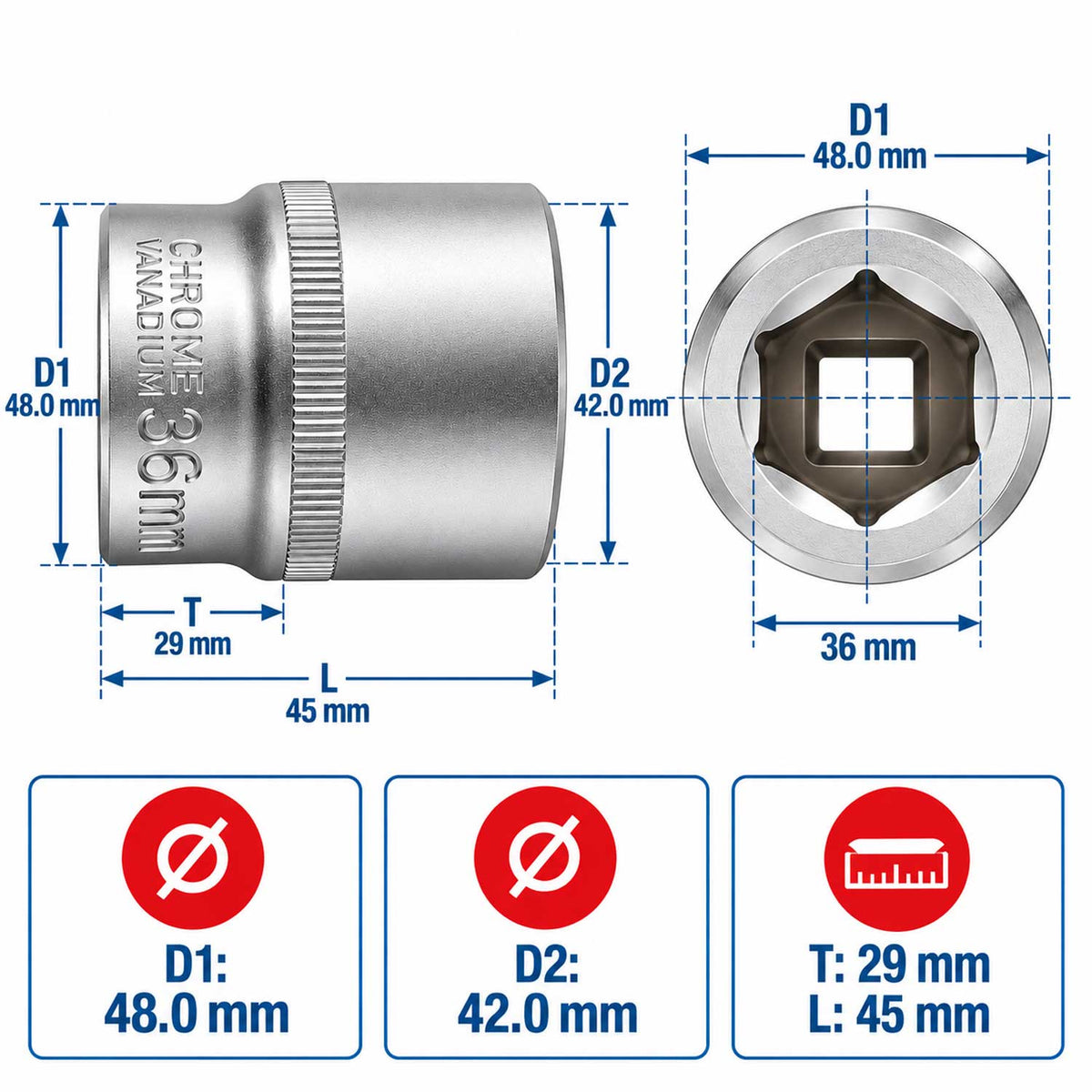 Tubulara scurta ½ 36mm GEBO TOOLS