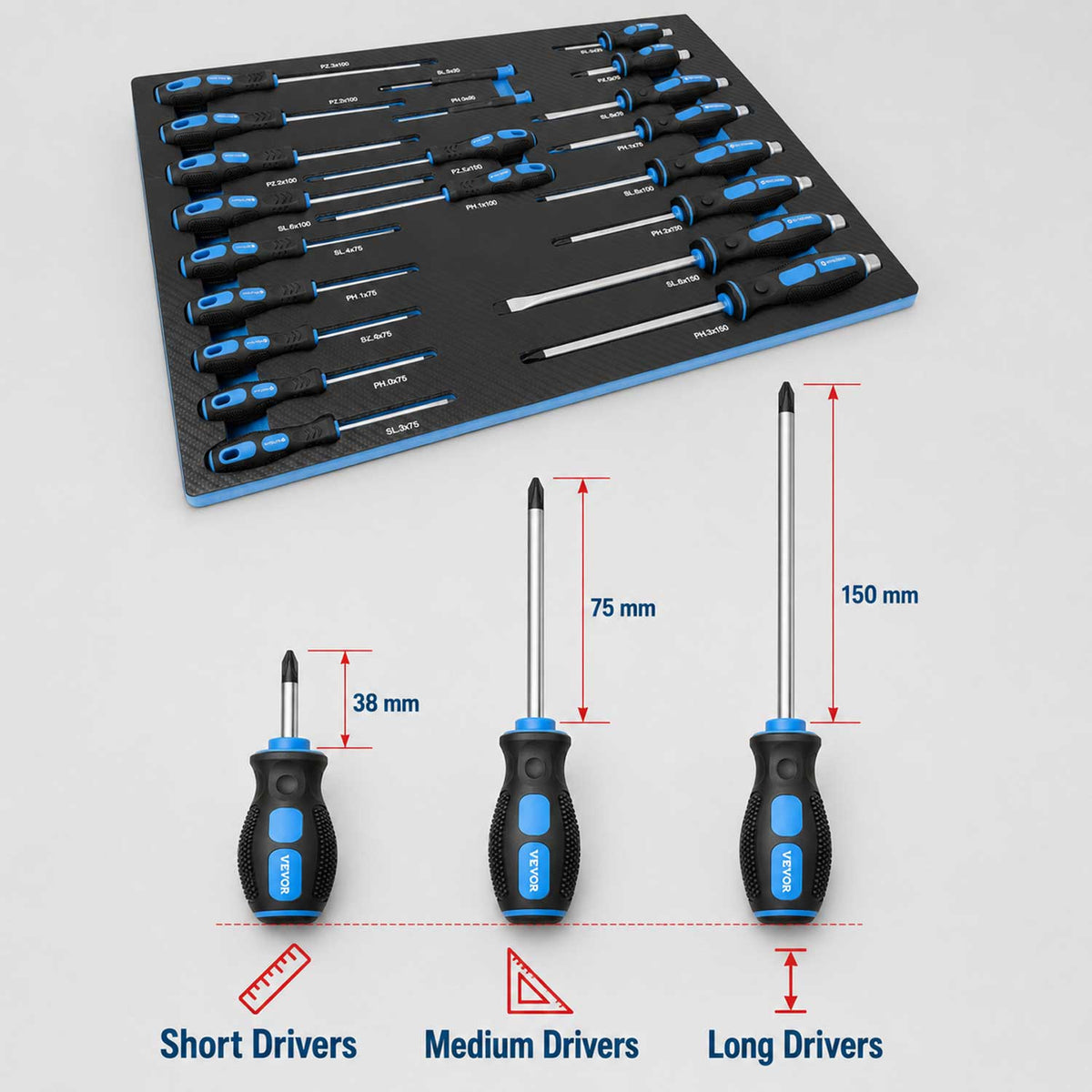 Modul dulap scule cu surubelnite profesionale, 21 piese GEBO TOOLS