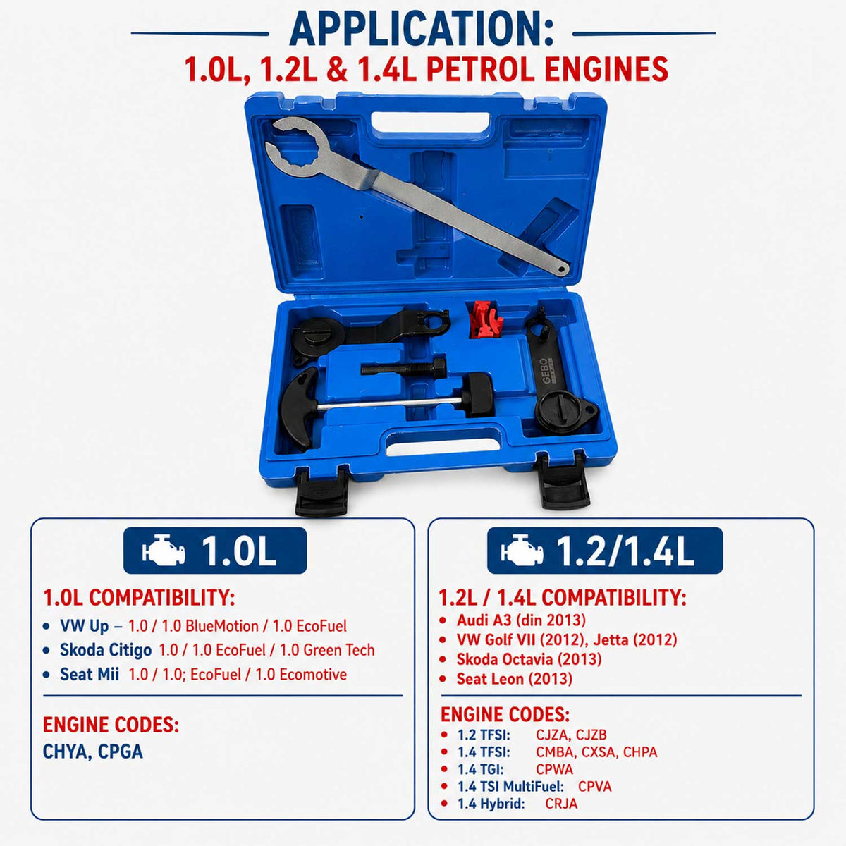 Trusa fixare distributie VAG 1.0 1.2 1.4 TSI tFSI tgi GEBO TOOLS